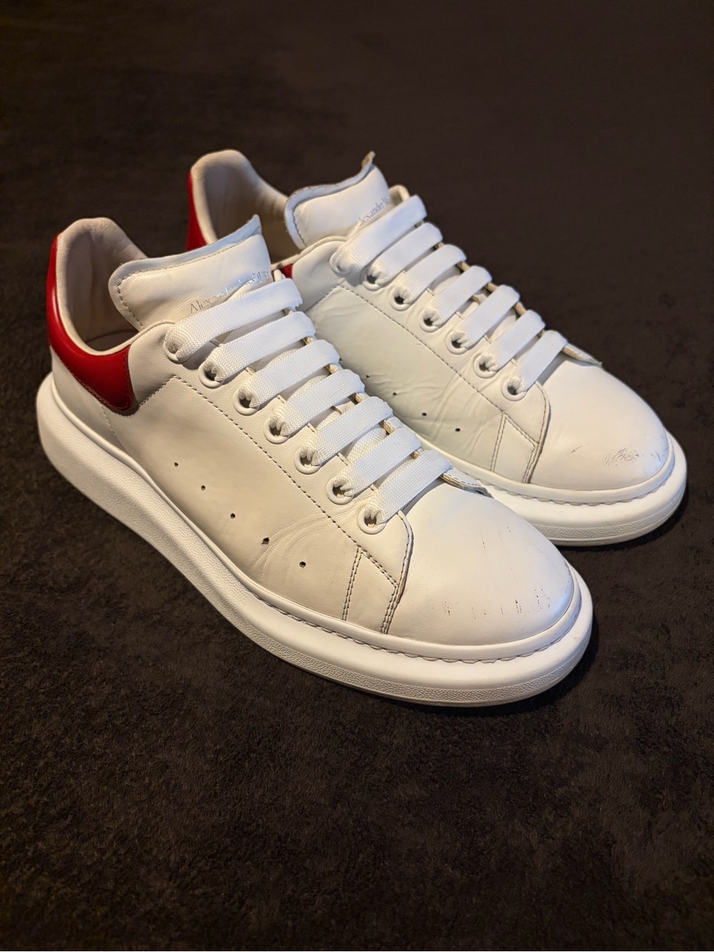 Alexander McQueen Men's Oversized Sneaker in White/Red